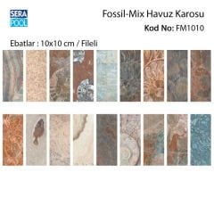 Fossil Mix (10x10 cm / Fileli) Porselen Karo - m² 'si