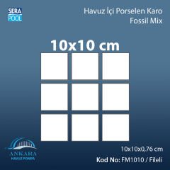 Fossil Mix (10x10 cm / Fileli) Porselen Karo - m² 'si