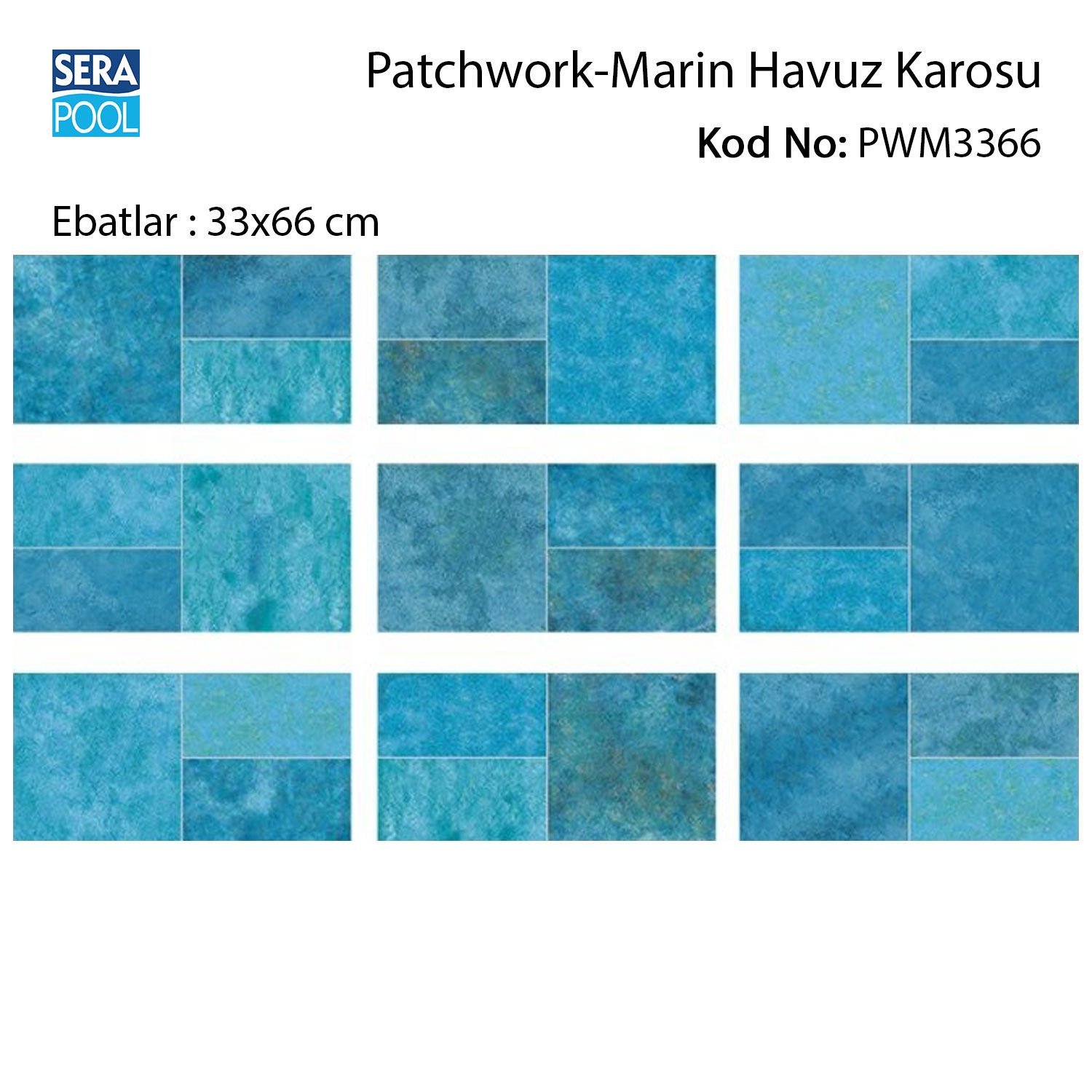 Patchwork Marin (33x66 cm) Porselen Karo - m² 'si
