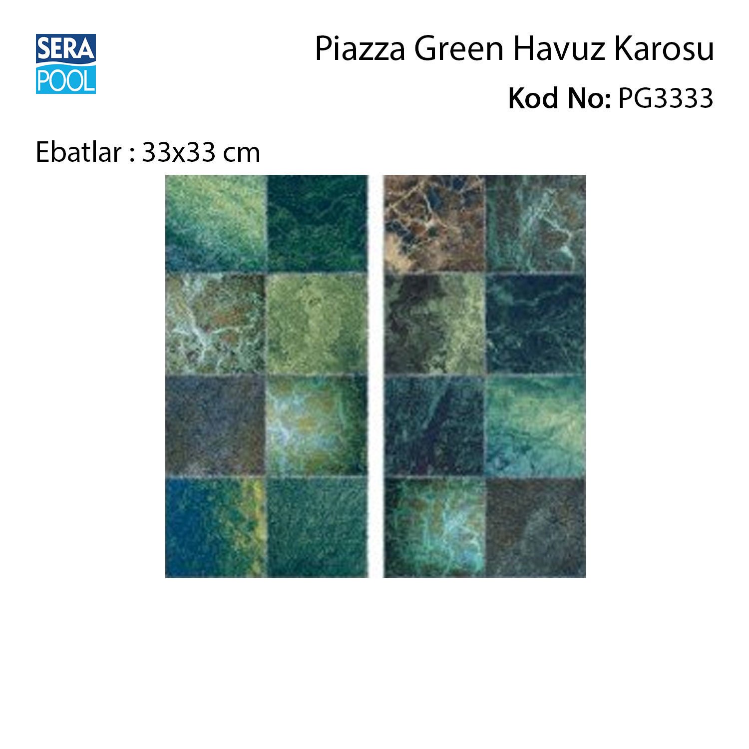 Piazza Green (33x33 cm) Porselen Karo - m² 'si