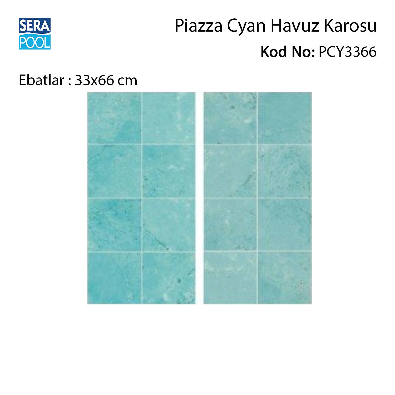 Piazza Cyan (33x66 cm) Porselen Karo - m² 'si