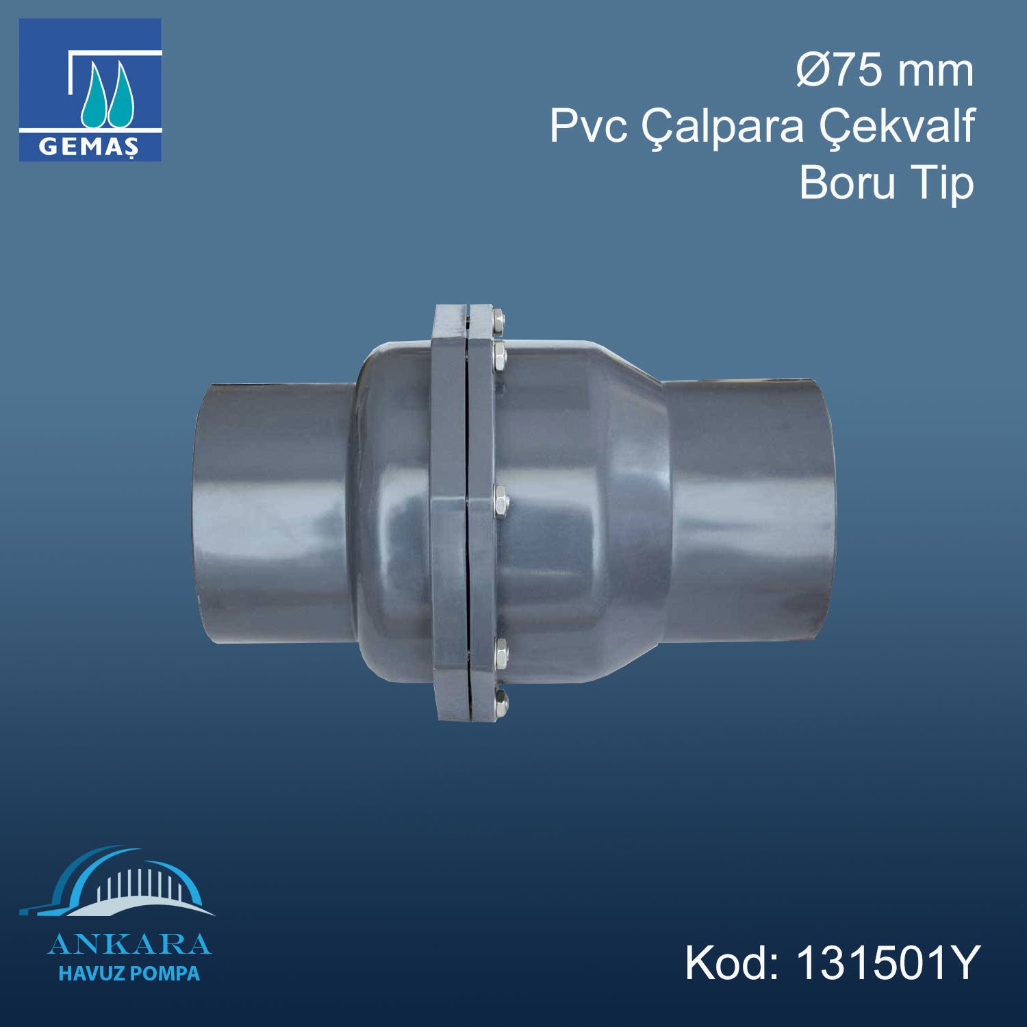 Ø75 mm Pvc Çalpara Çekvalf - Boru Tip