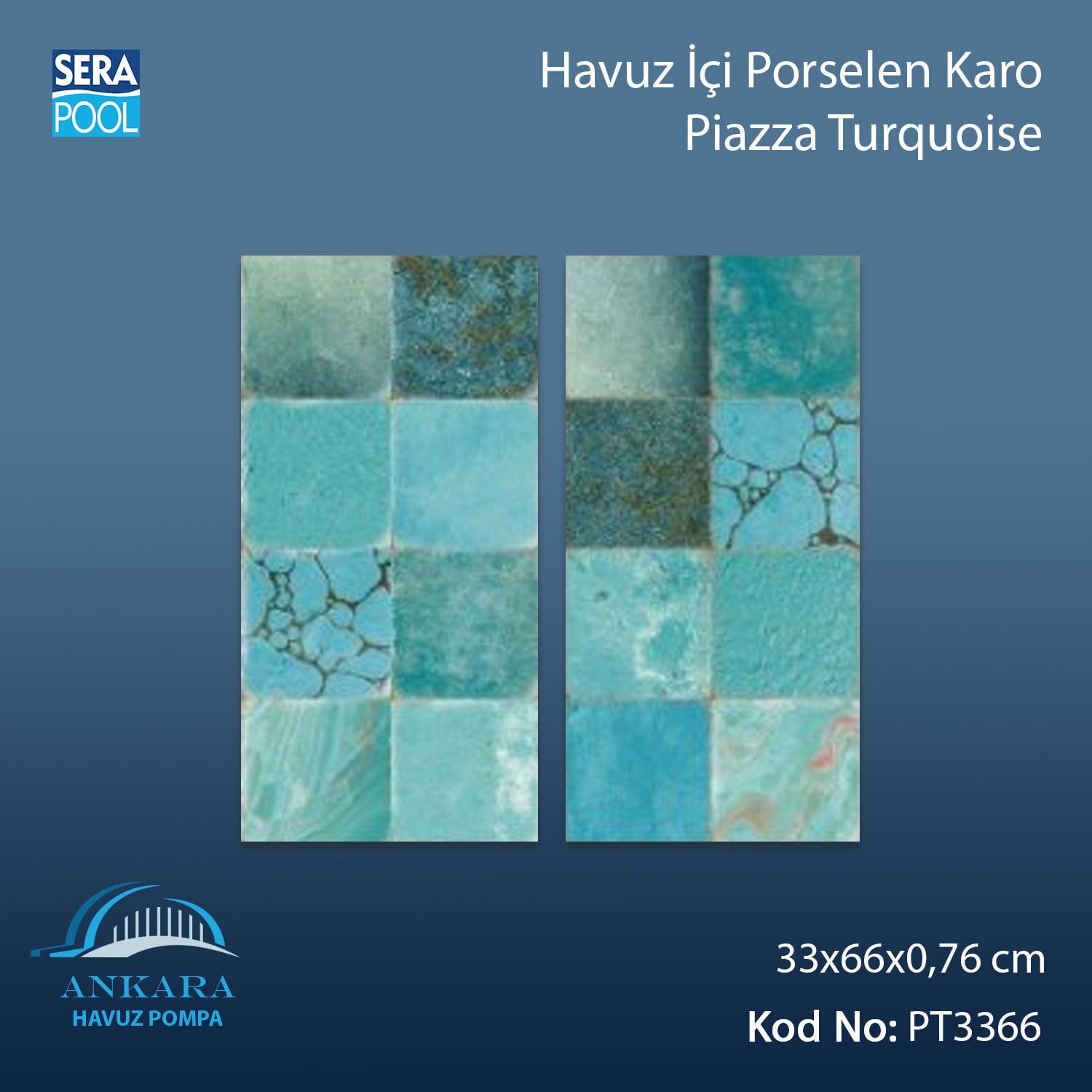 Piazza Turquoise (33x66 cm) Porselen Karo - m² 'si