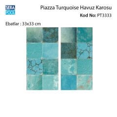 Piazza Turquoise (33x33 cm) Porselen Karo - m² 'si