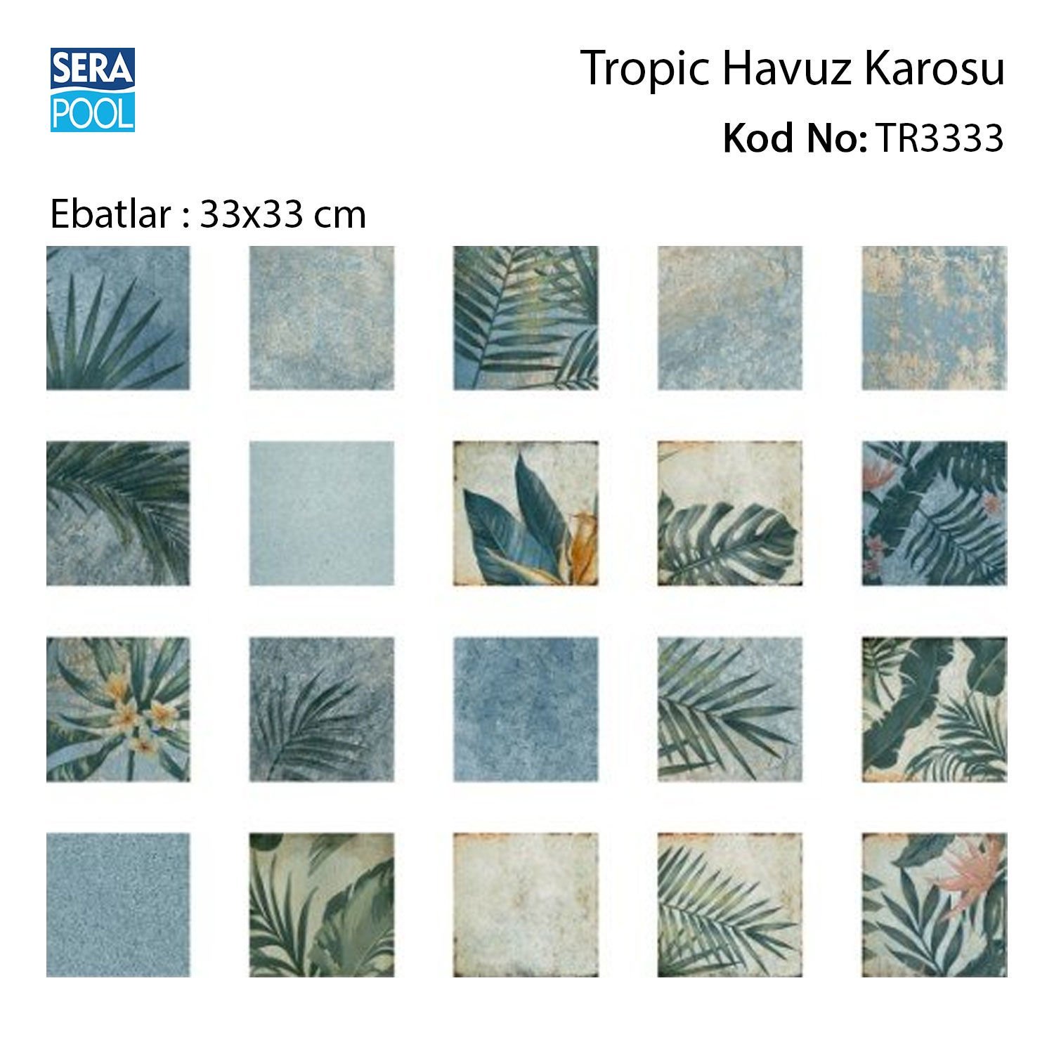 Tropic (33x33 cm) Porselen Karo - m² 'si