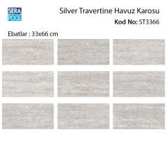 Silver Traverten 33x66x0,76 cm Porselen Karo - m² 'si