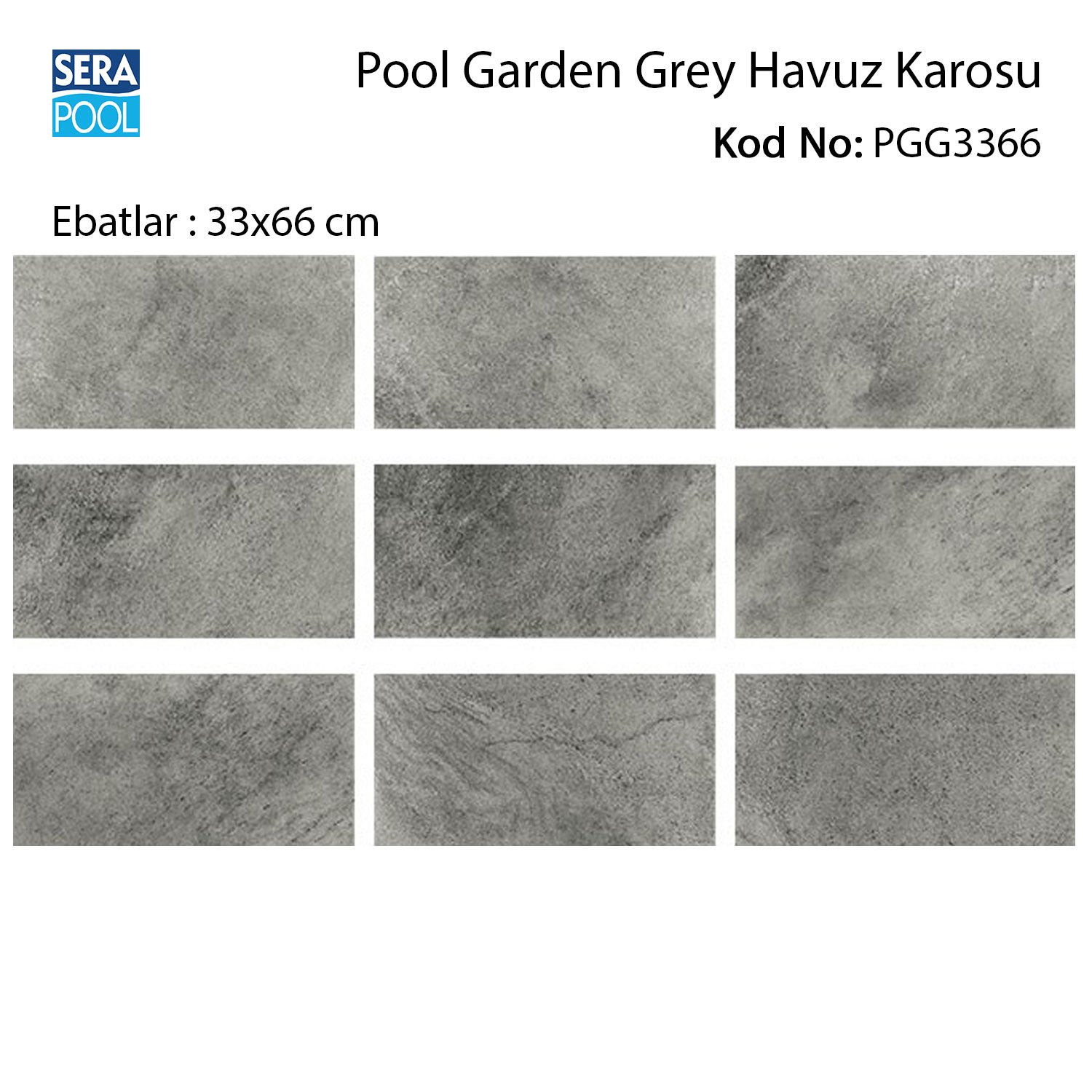 Pool Garden Grey 33x66x0,76 cm Porselen Karo - m² 'si
