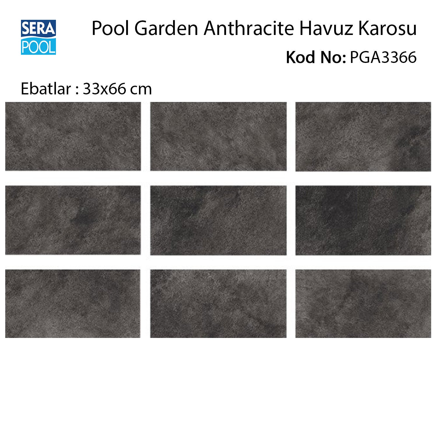 Pool Garden Anthracite 33x66x0,76 cm Porselen Karo - m² 'si