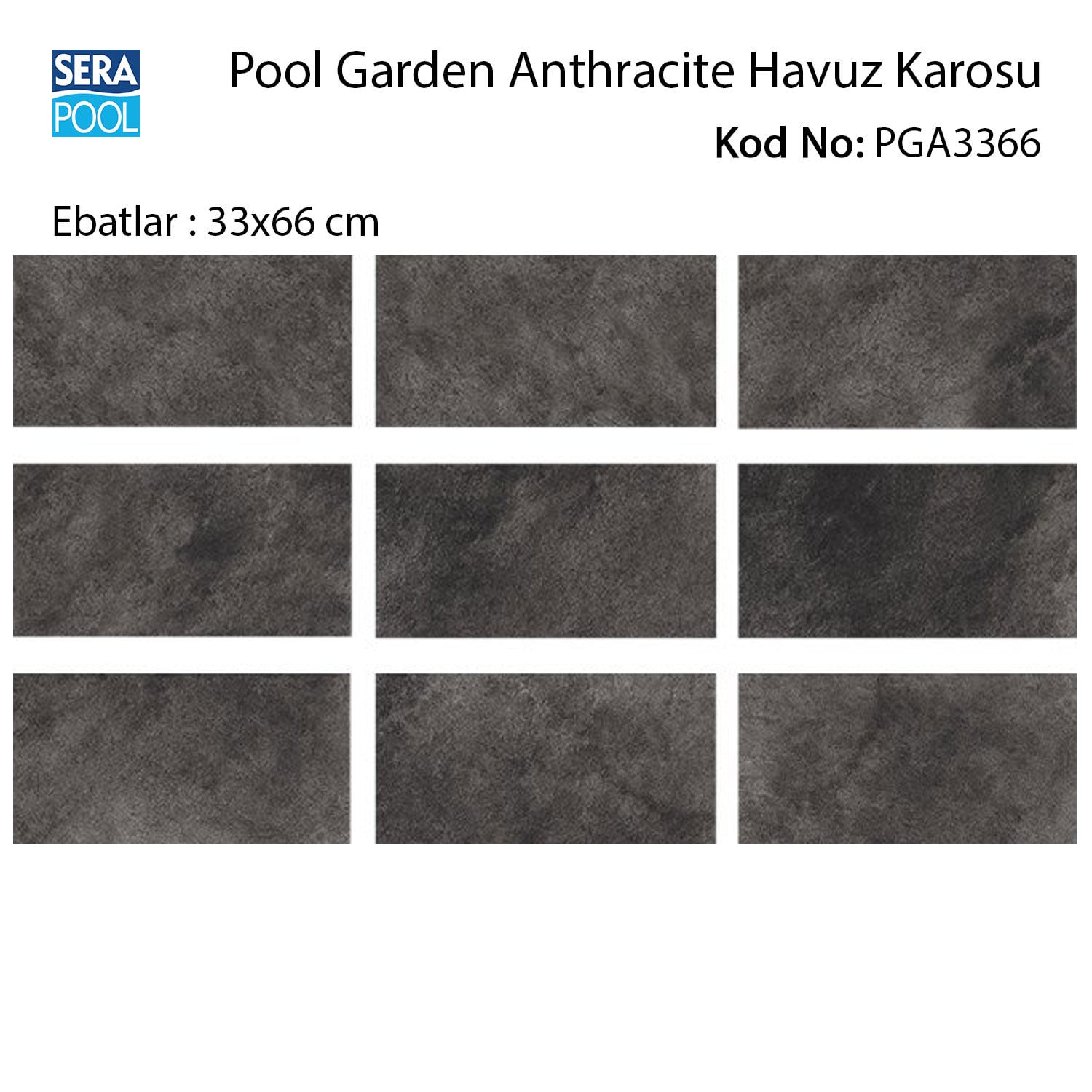 Pool Garden Anthracite 33x66x0,76 cm Porselen Karo - m² 'si