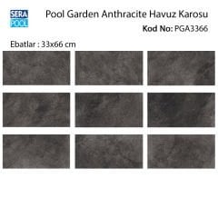 Pool Garden Anthracite (33x66 cm) Porselen Karo - m² 'si