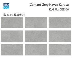 Cement Grey (33x66 cm) Porselen Karo - m² 'si