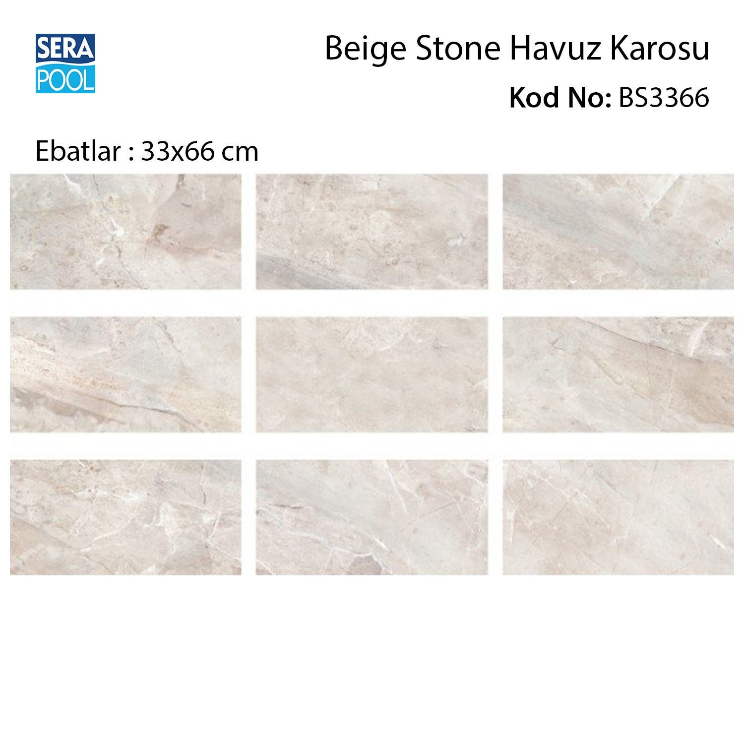 Beige Stone 33x66x0,76 cm Porselen Karo - m² 'si