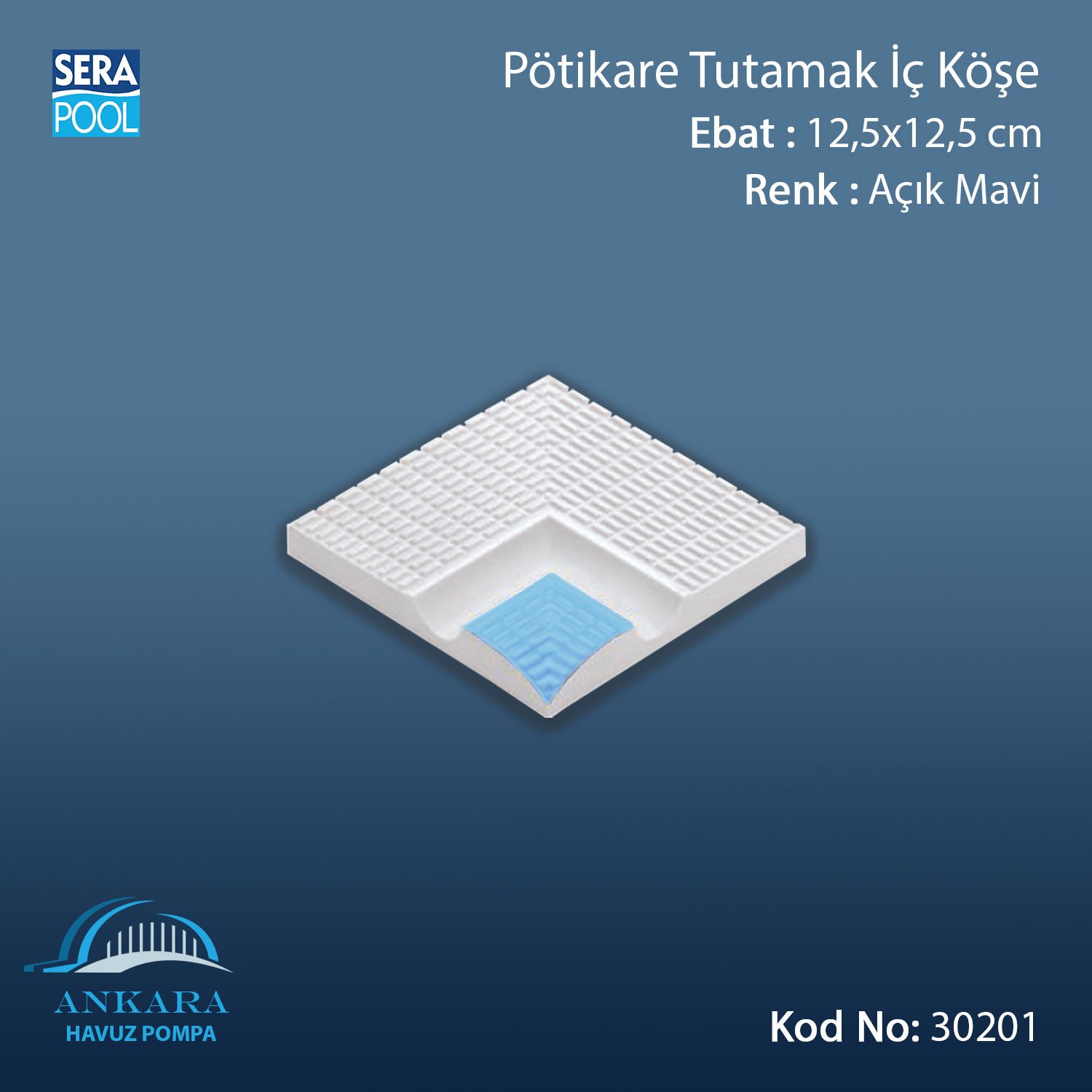 Pötikare Tutamak İç Köşe 12,5x12,5 cm Açık Mavi