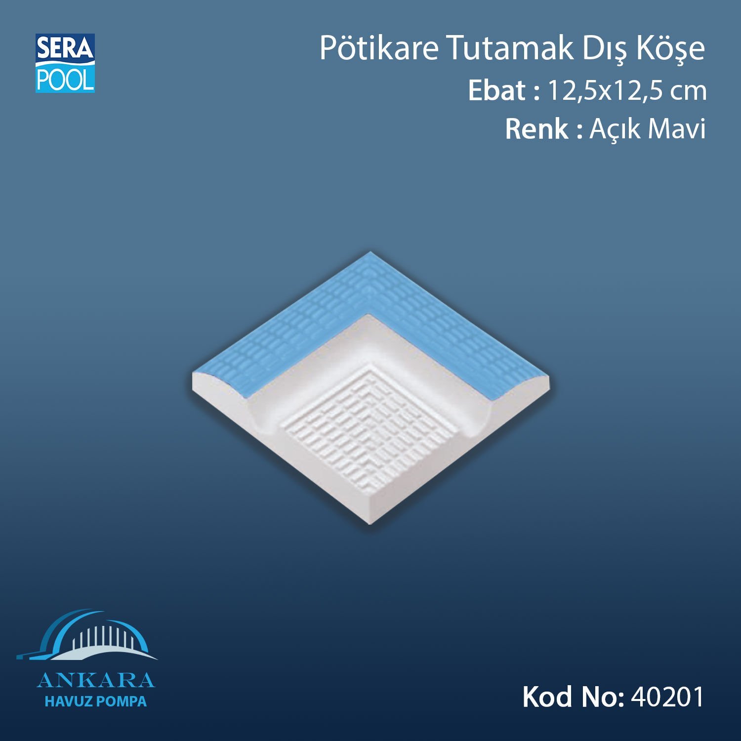 Pötikare Tutamak Dış Köşe 12,5x12,5 cm Açık Mavi