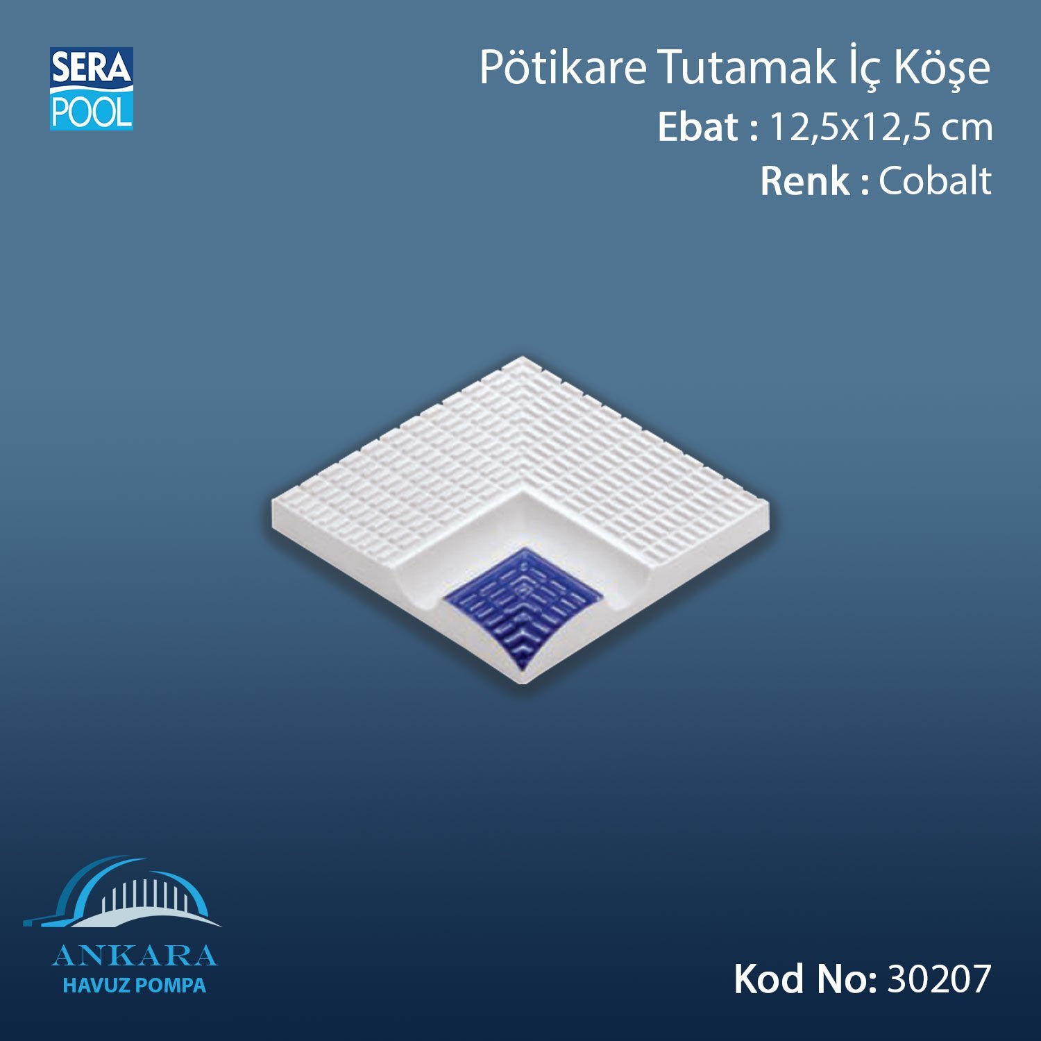 Pötikare Tutamak İç Köşe 12,5x12,5 cm Kobalt