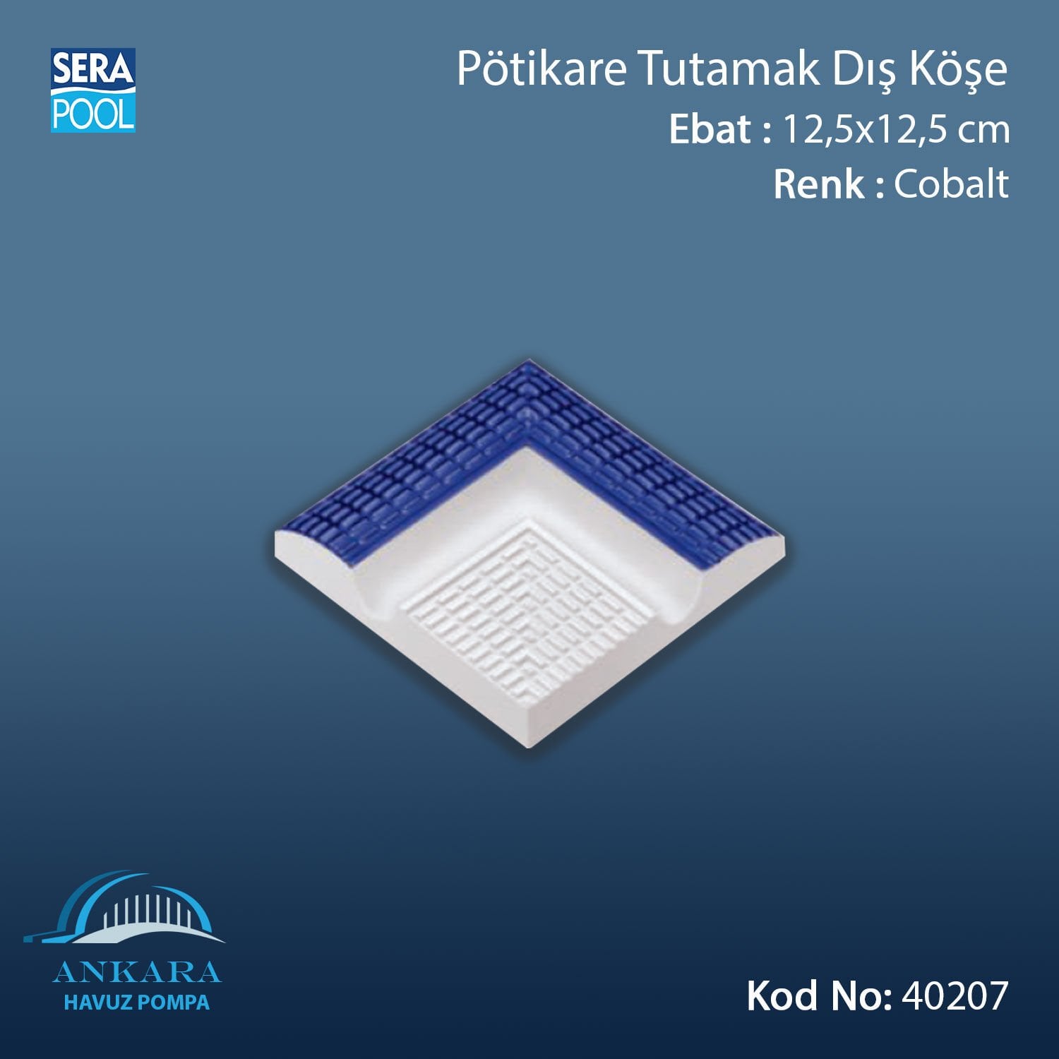 Serapool Kobalt Dış Köşe 12,5x12,5 cm (Pötikare)