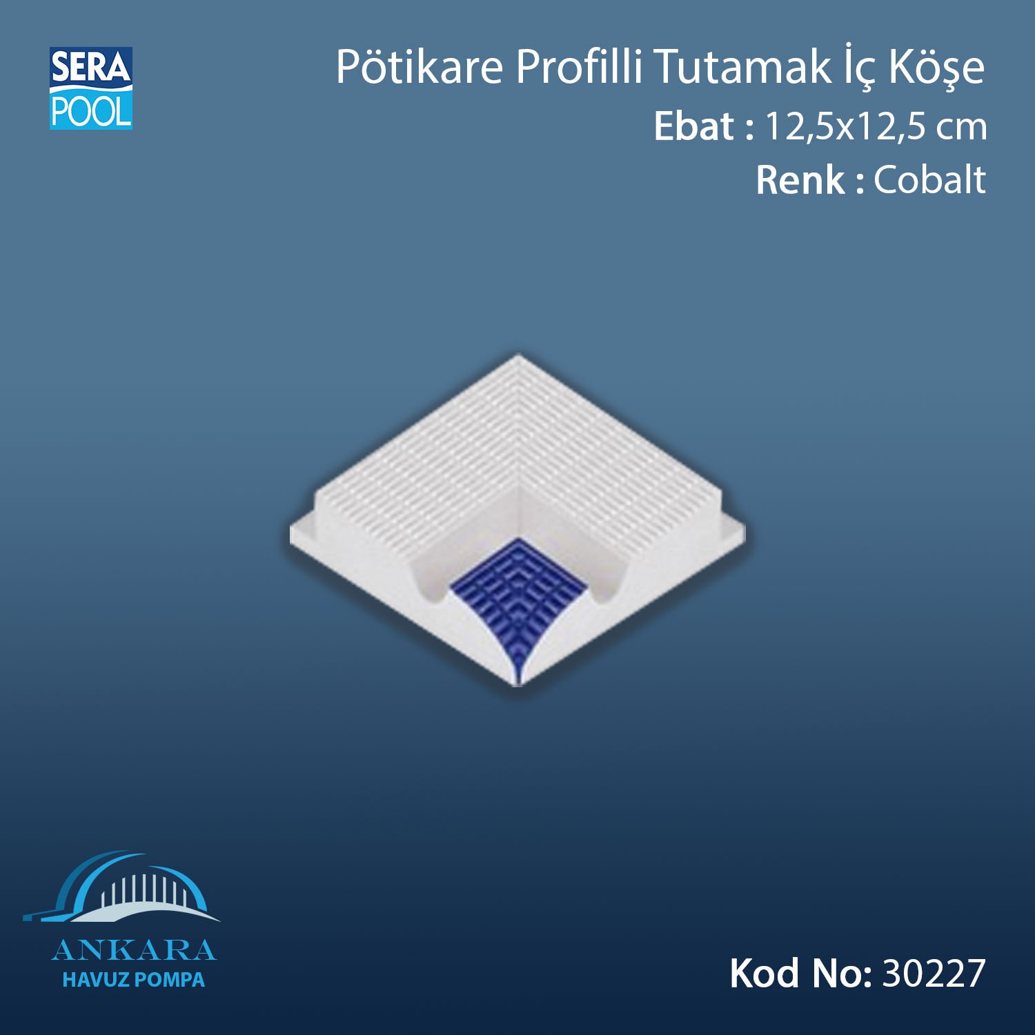 Pötikare Profilli Tutamak İç Köşe 12,5x12,5 cm Kobalt