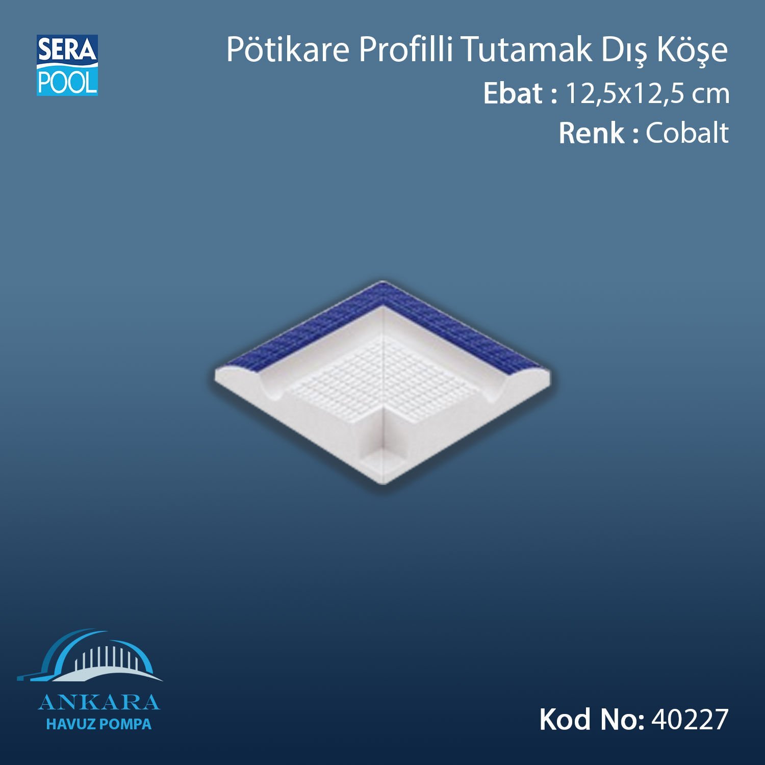 Pötikare Profilli Tutamak Dış Köşe 12,5x12,5 cm Kobalt
