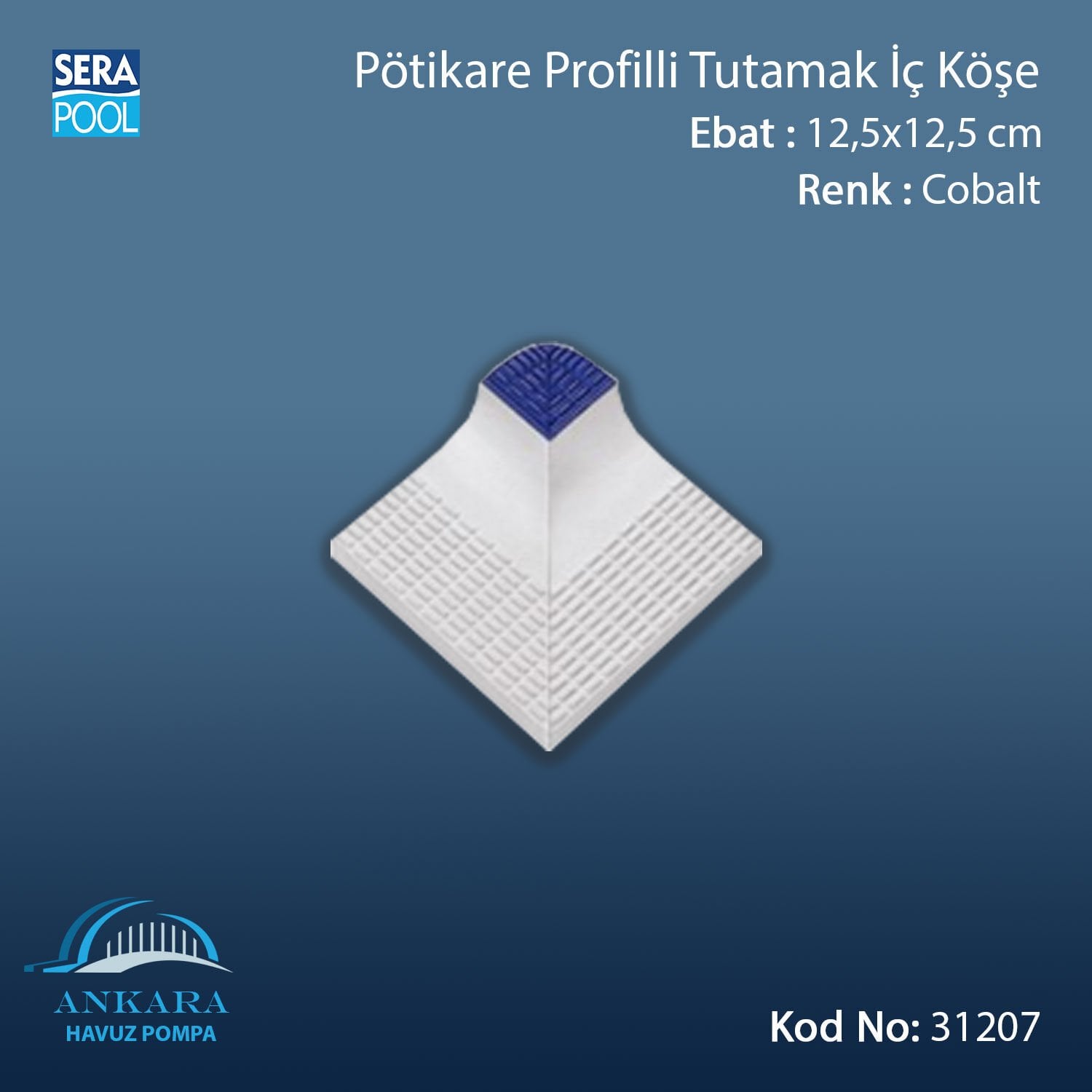 Serapool Kobalt Setli İç Köşe 12,5x12,5 cm (Pötikare)