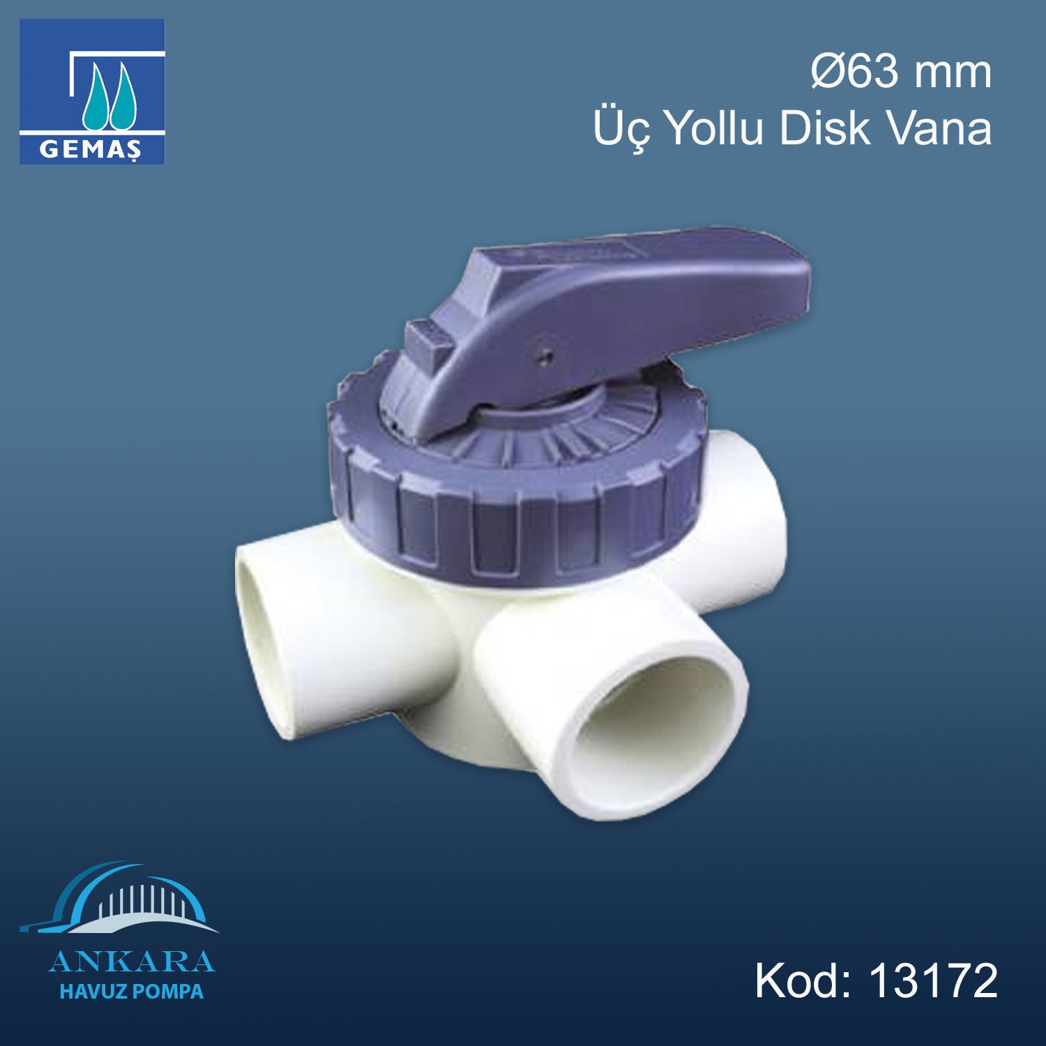 Ø63 mm - Üç Yollu Disk Vana