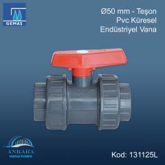 Ø50 mm - Pvc Küresel Endüstriyel Vana - Teşon