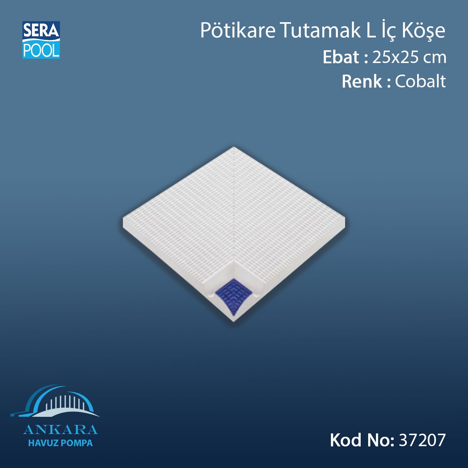 Serapool Kobalt Tutamak-L İç Köşe 25x25 cm (Pötikare)