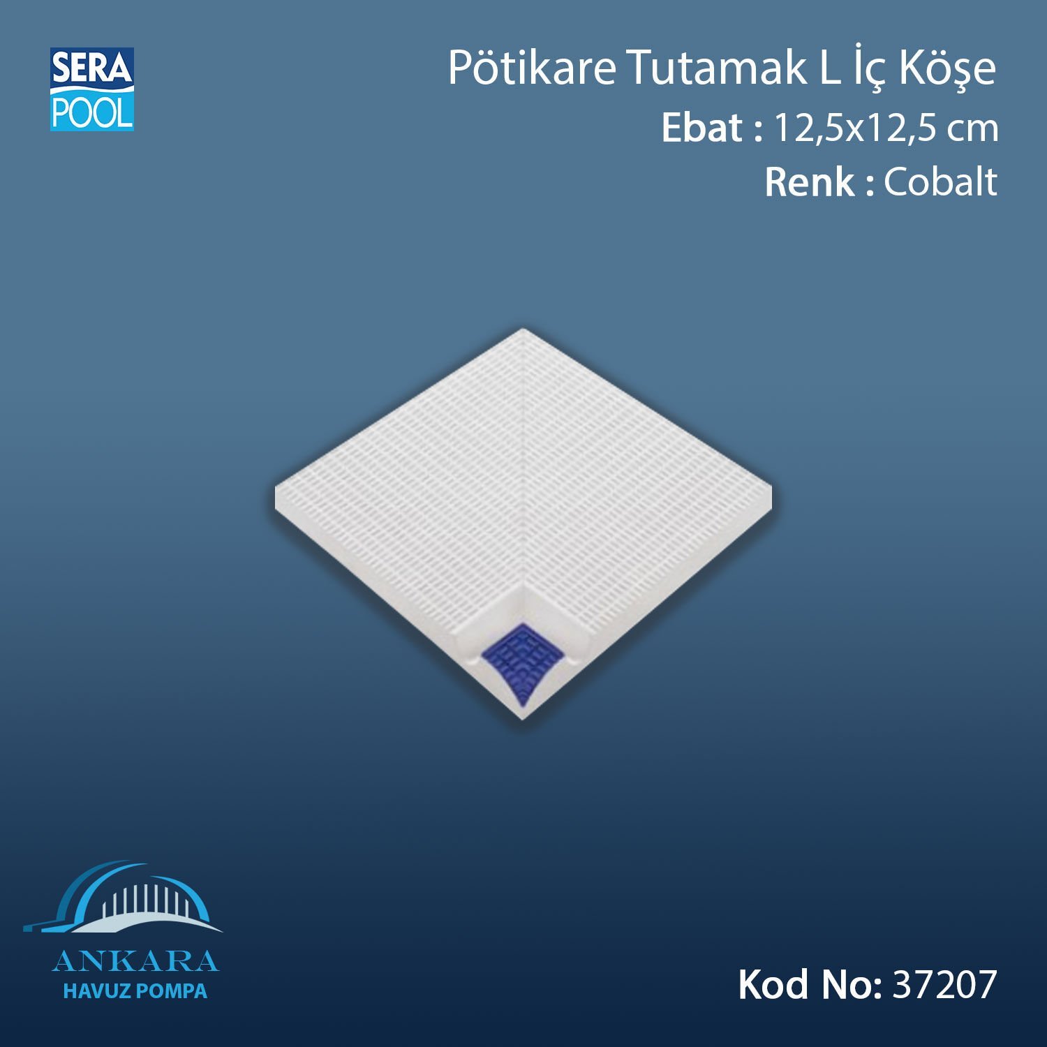 Pötikare Tutamak-L İç Köşe 25x25 cm Kobalt