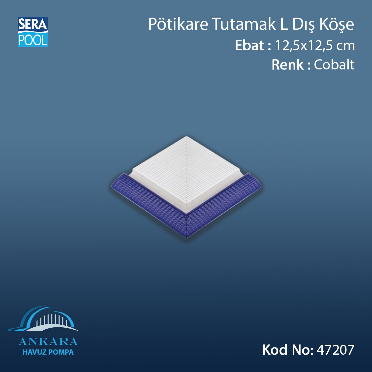 Pötikare Tutamak-L Dış Köşe 25x25 cm Kobalt