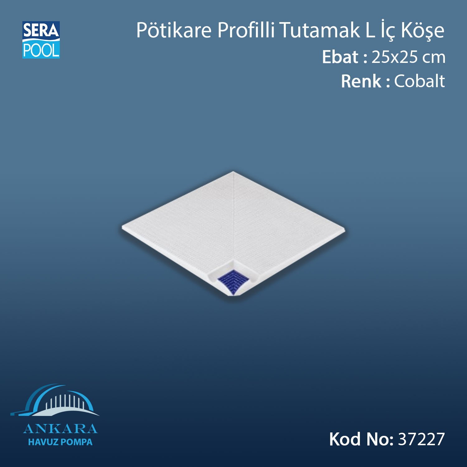 Pötikare Profilli Tutamak-L İç Köşe 25x25 cm Kobalt