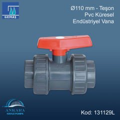Ø110 mm - Pvc Küresel Endüstriyel Vana - Teşon