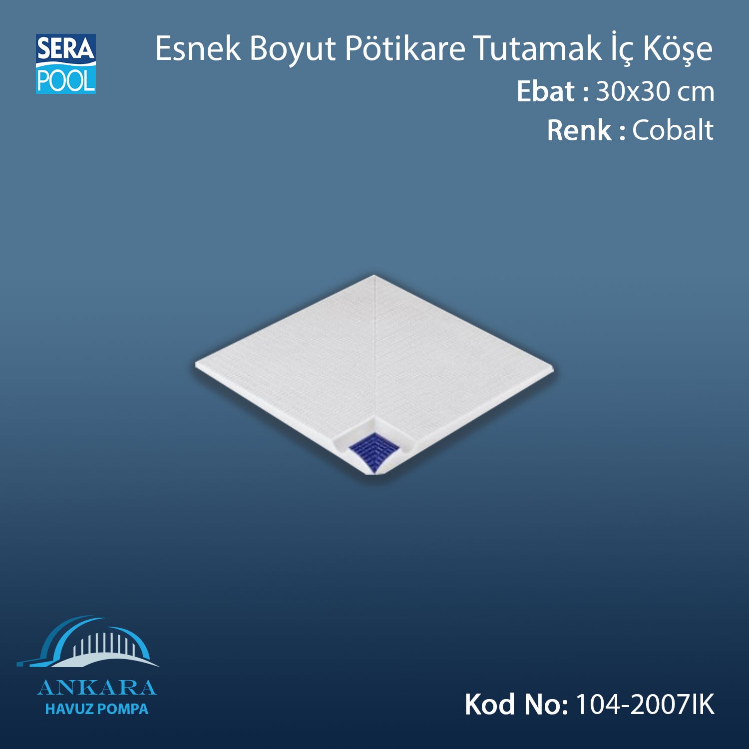 Esnek Boyut Pötikare Tutamak İç Köşe 30x30 cm Kobalt