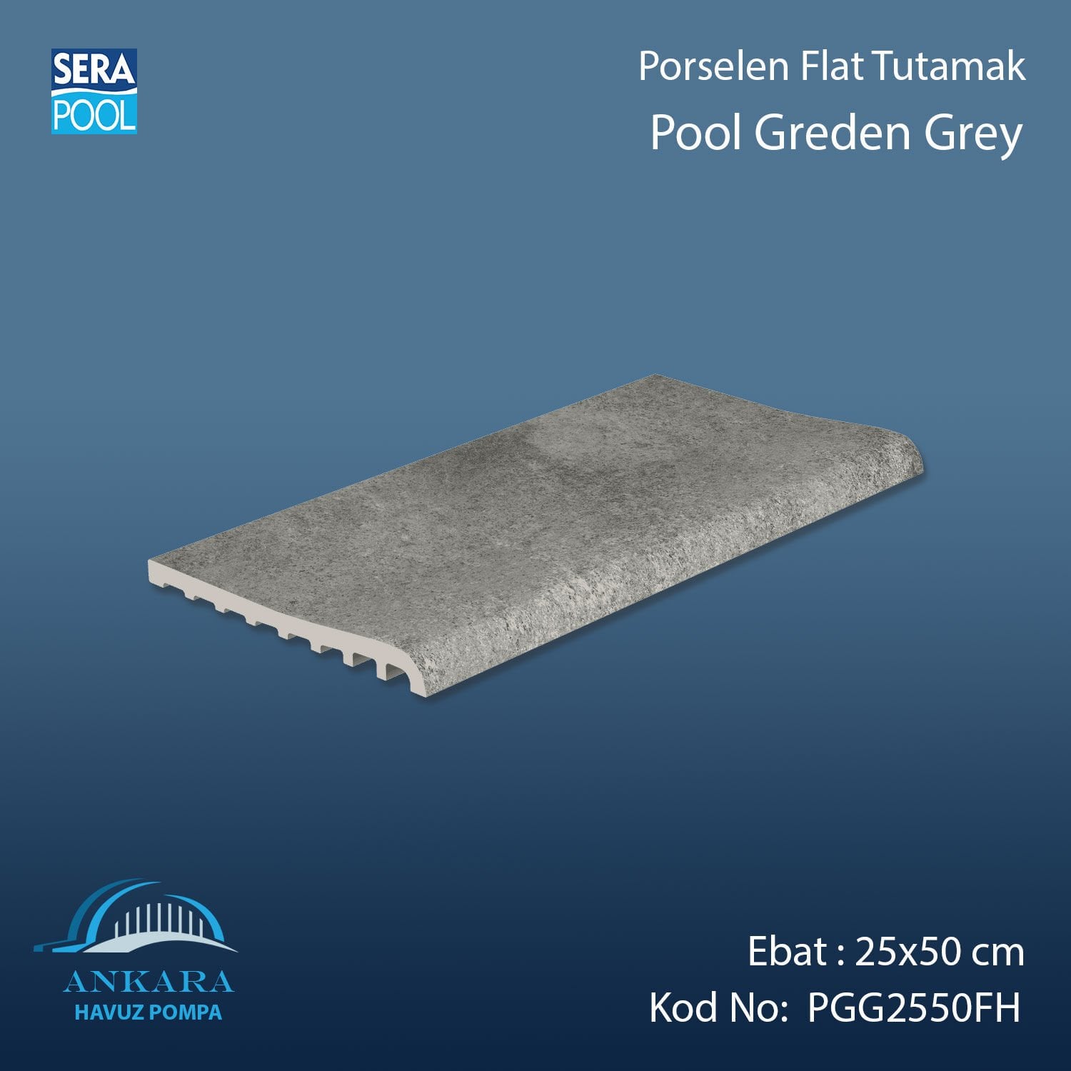 Pool Garden Grey 25x50 cm Flat Tutamak