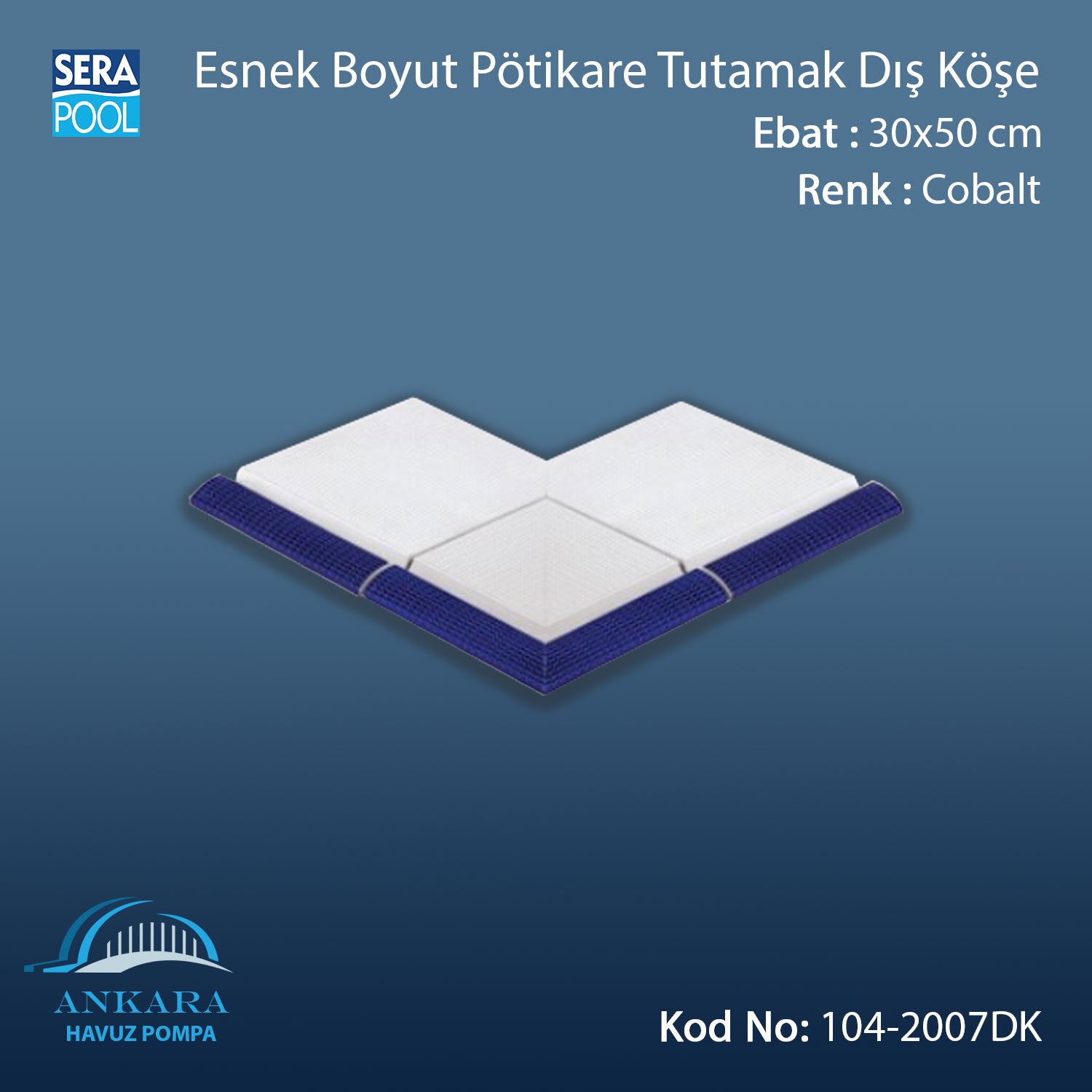 Esnek Boyut Pötikare Tutamak Dış Köşe 30x50 cm Kobalt