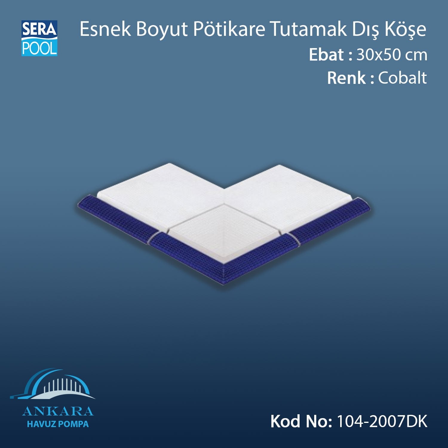 Serapool Esnek Boyut Pötikare Tutamak Dış Köşe Kobalt 30x50 cm
