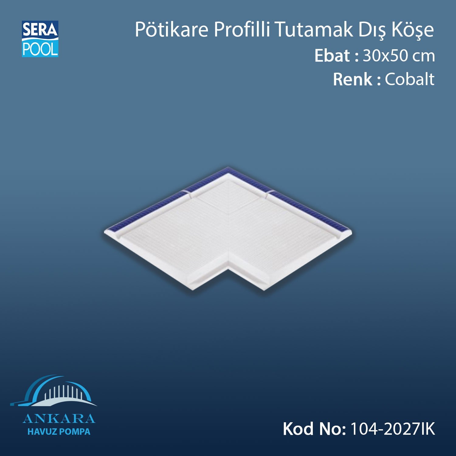 Pötikare Profilli Tutamak Dış Köşe 30x50 cm Kobalt