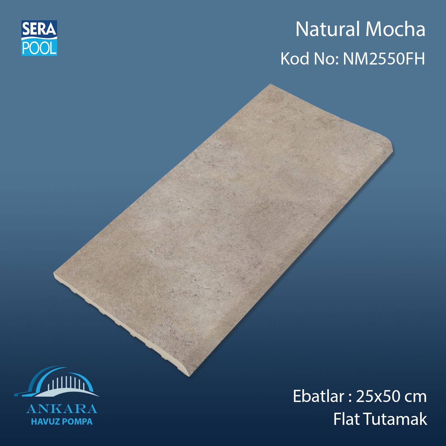 Natural Mocha 25x50 cm Flat Tutamak