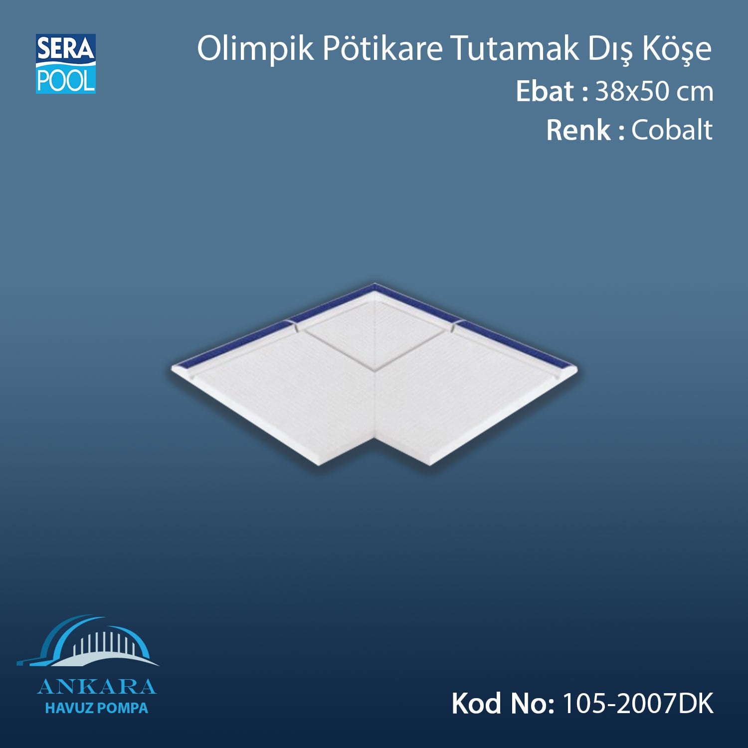 Serapool Olimpik Pötikare Tutamak Dış Köşe Kobalt 38x50 cm