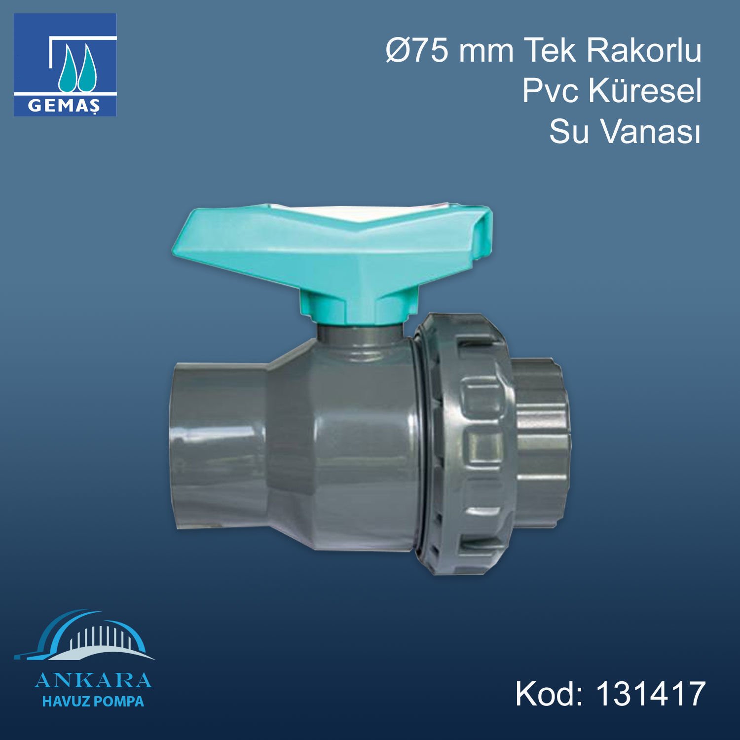 Ø75 mm Tek Rakorlu Pvc Küresel Vana