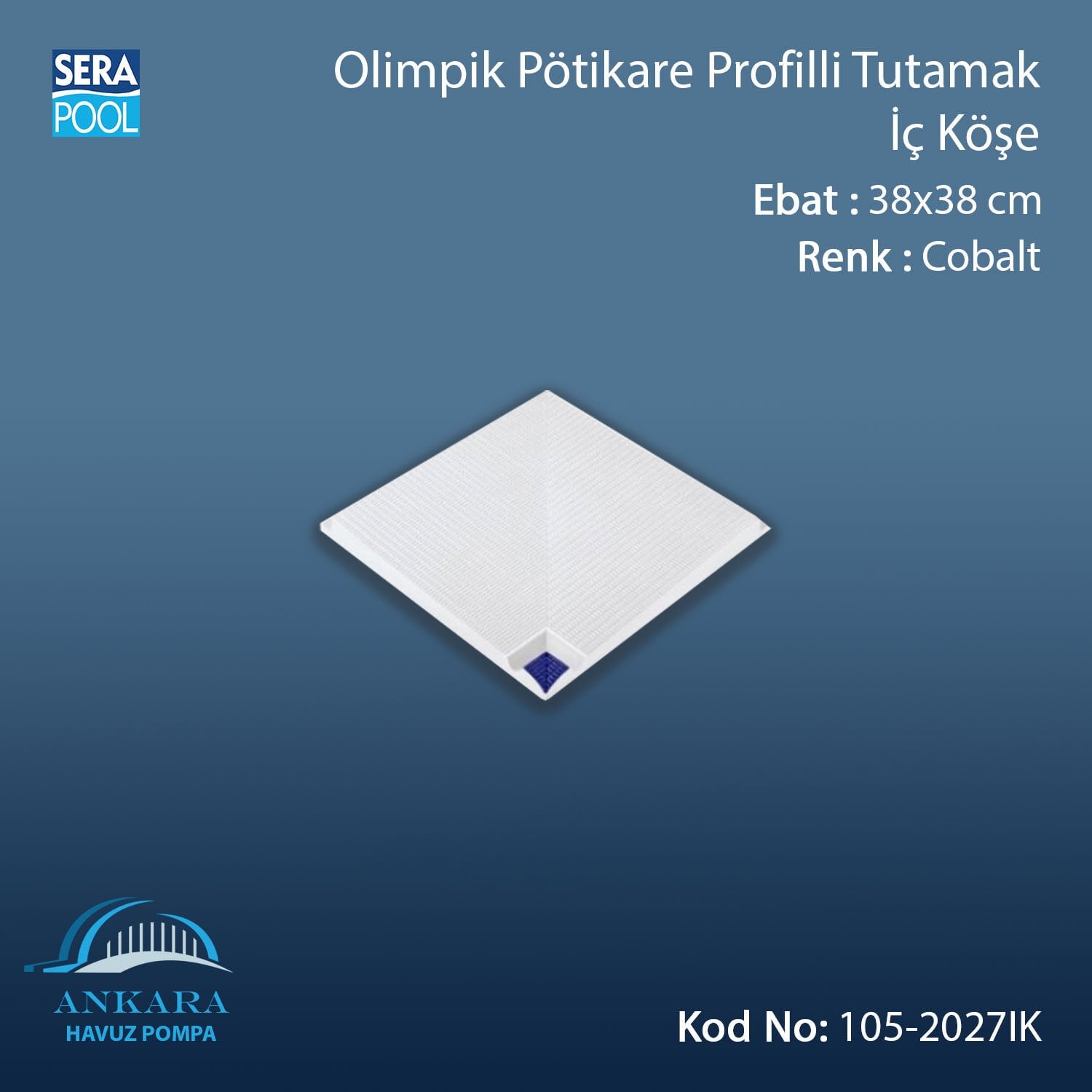 Serapool Olimpik Pötikare Profilli Tutamak İç Köşe Kobalt 38x38 cm