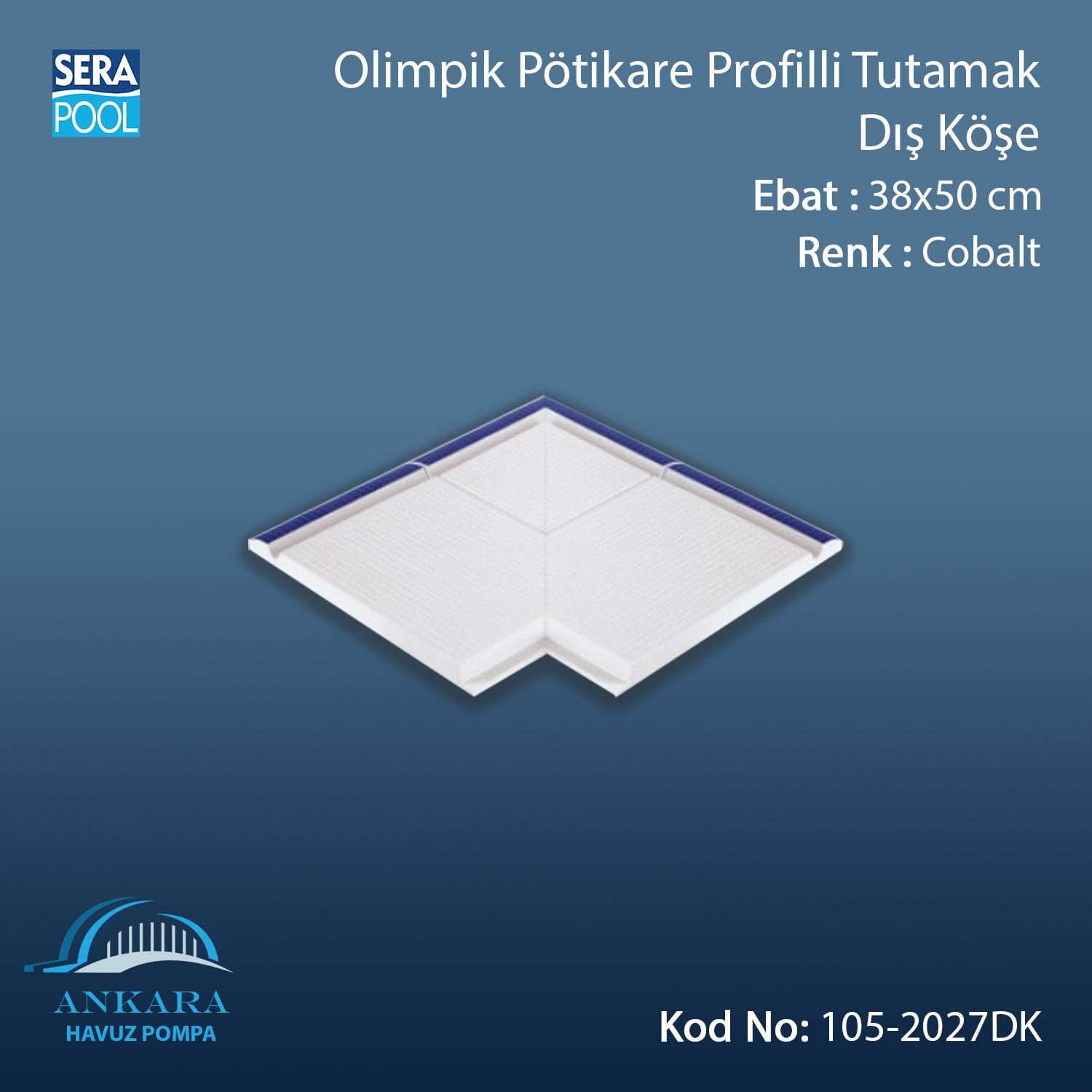 Serapool Olimpik Pötikare Profilli Tutamak Dış Köşe Kobalt 38x50 cm