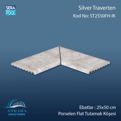 Silver Traverten 25x50 cm Porselen Flat Tutamak Köşeleri