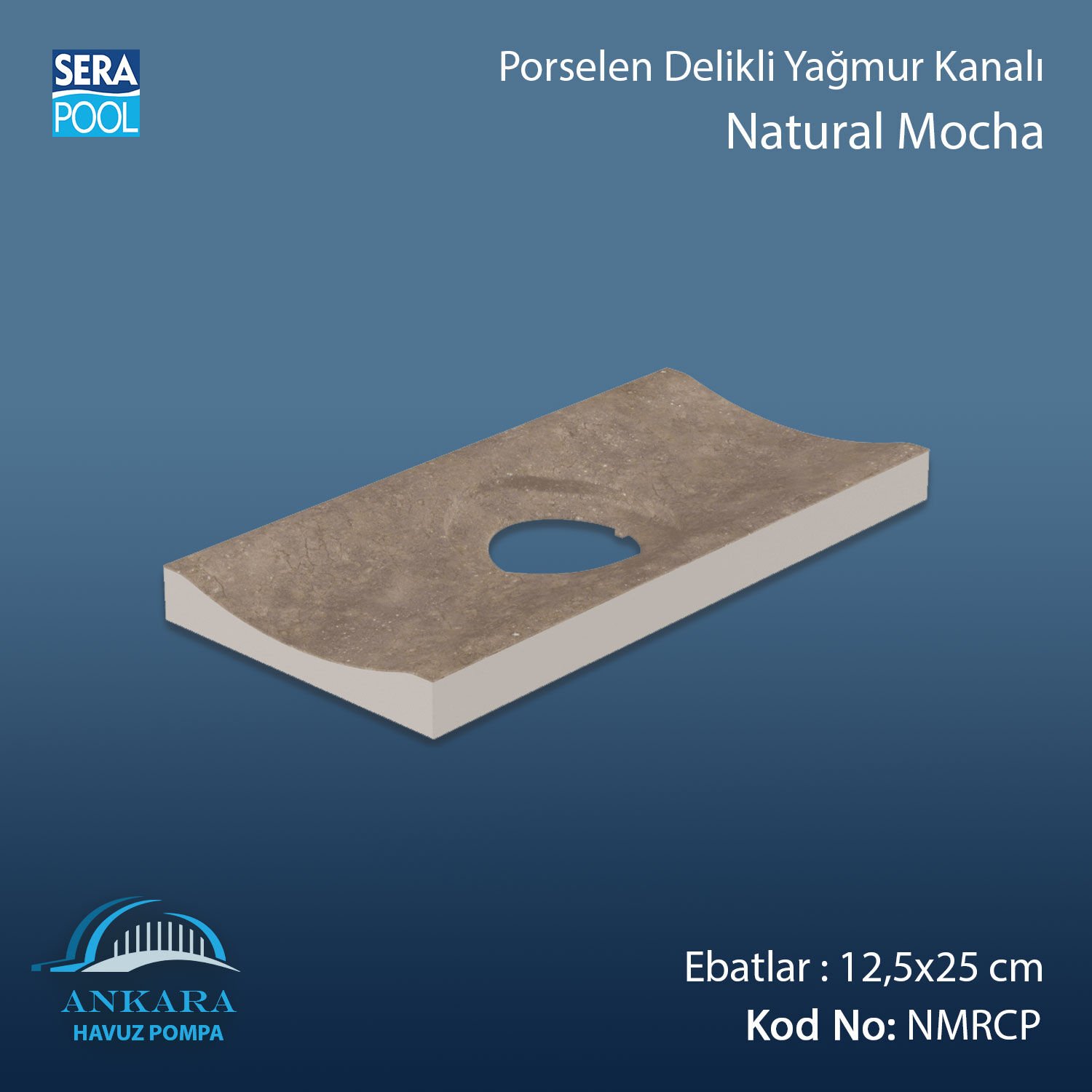 Serapool Natural Mocha 12,5x25 cm Delikli Yağmur Kanalı