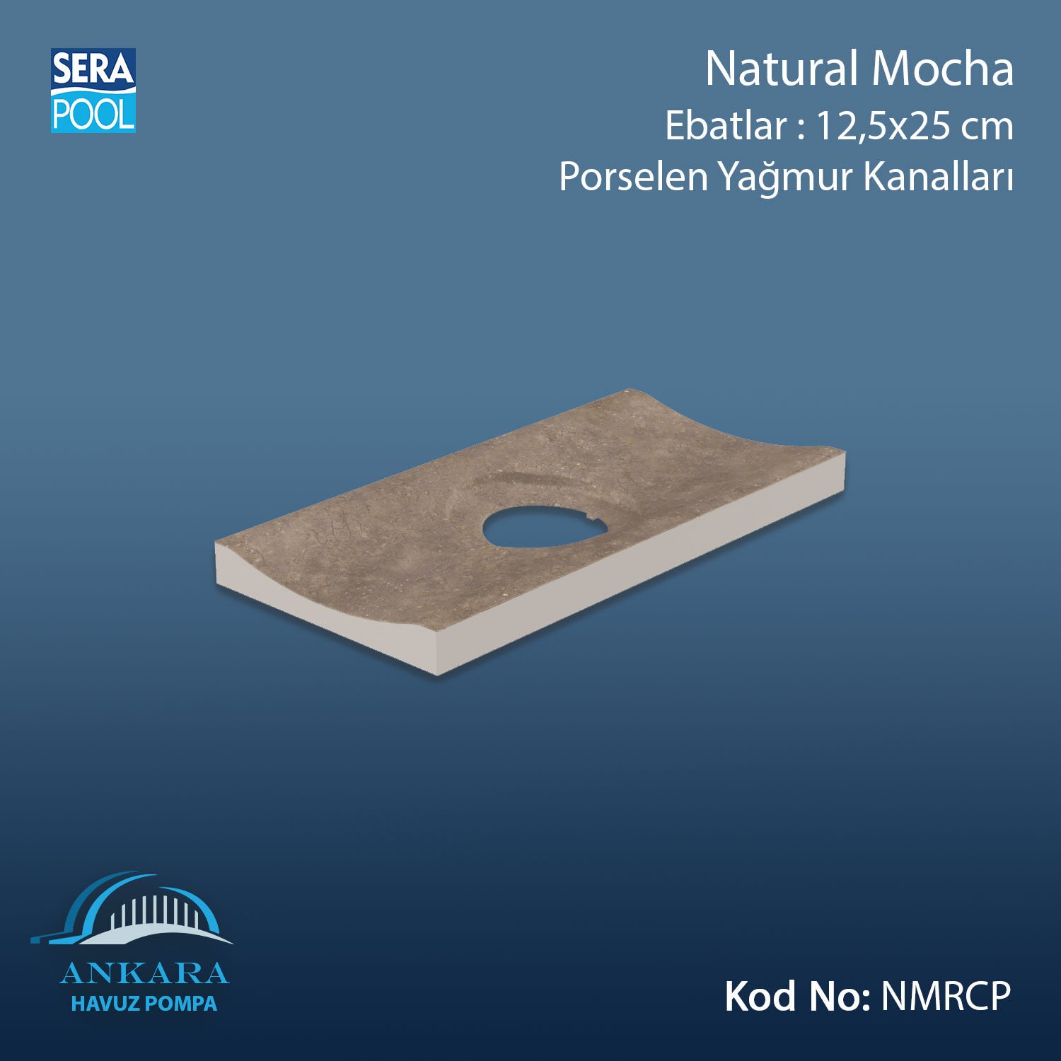 Serapool Natural Mocha 12,5x25 cm Delikli Yağmur Kanalı