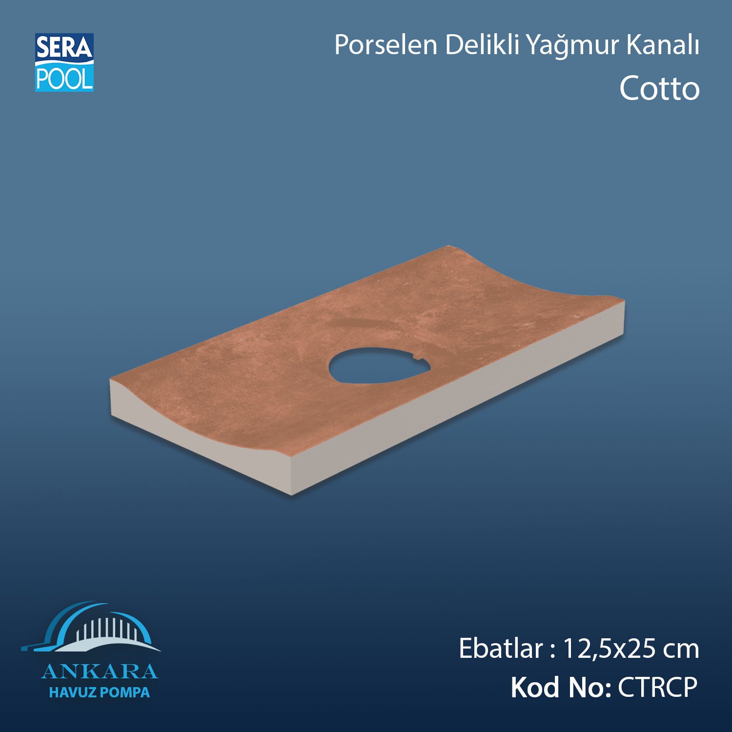 Serapool Cotto 12,5x25 cm Delikli Yağmur Kanalı