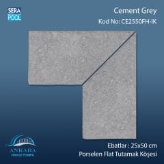 Cement Grey 25x50 cm Porselen Flat Tutamak Köşeleri