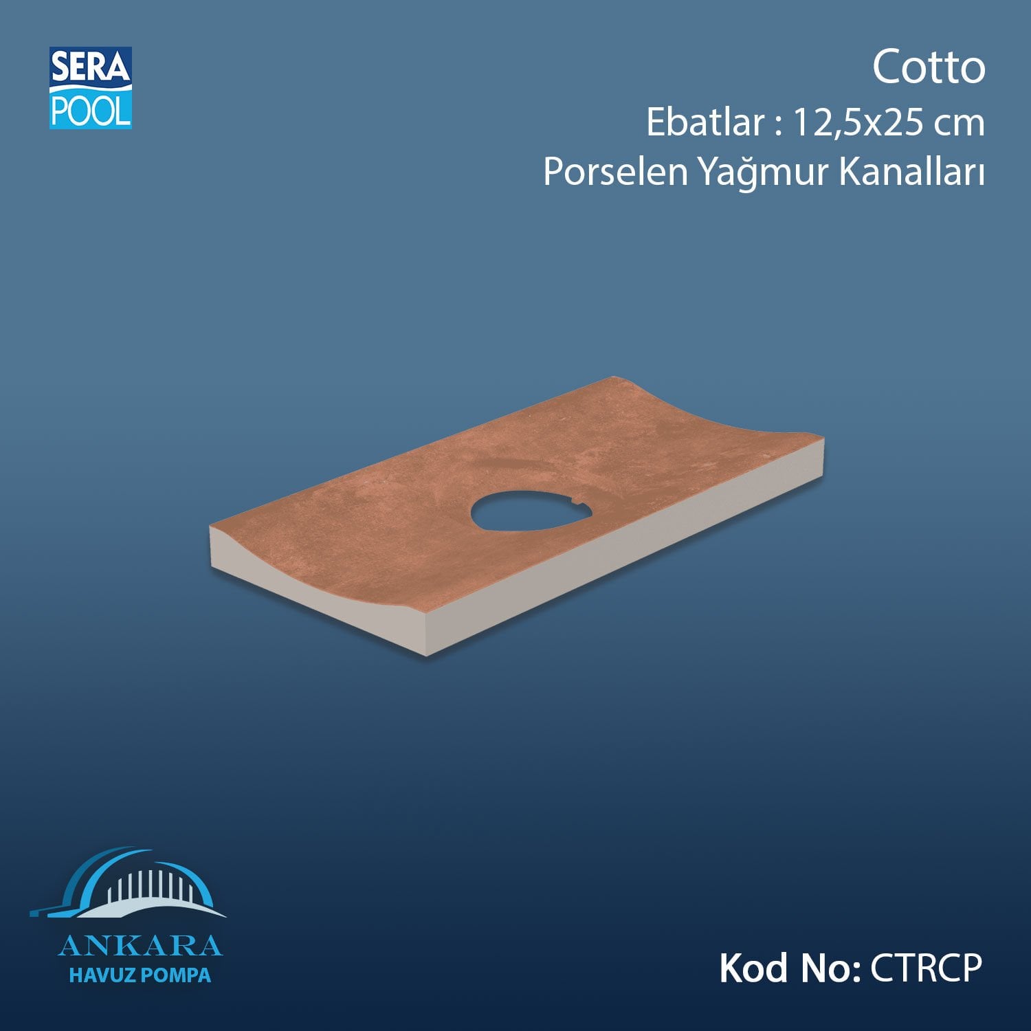Serapool Cotto 12,5x25 cm Delikli Yağmur Kanalı