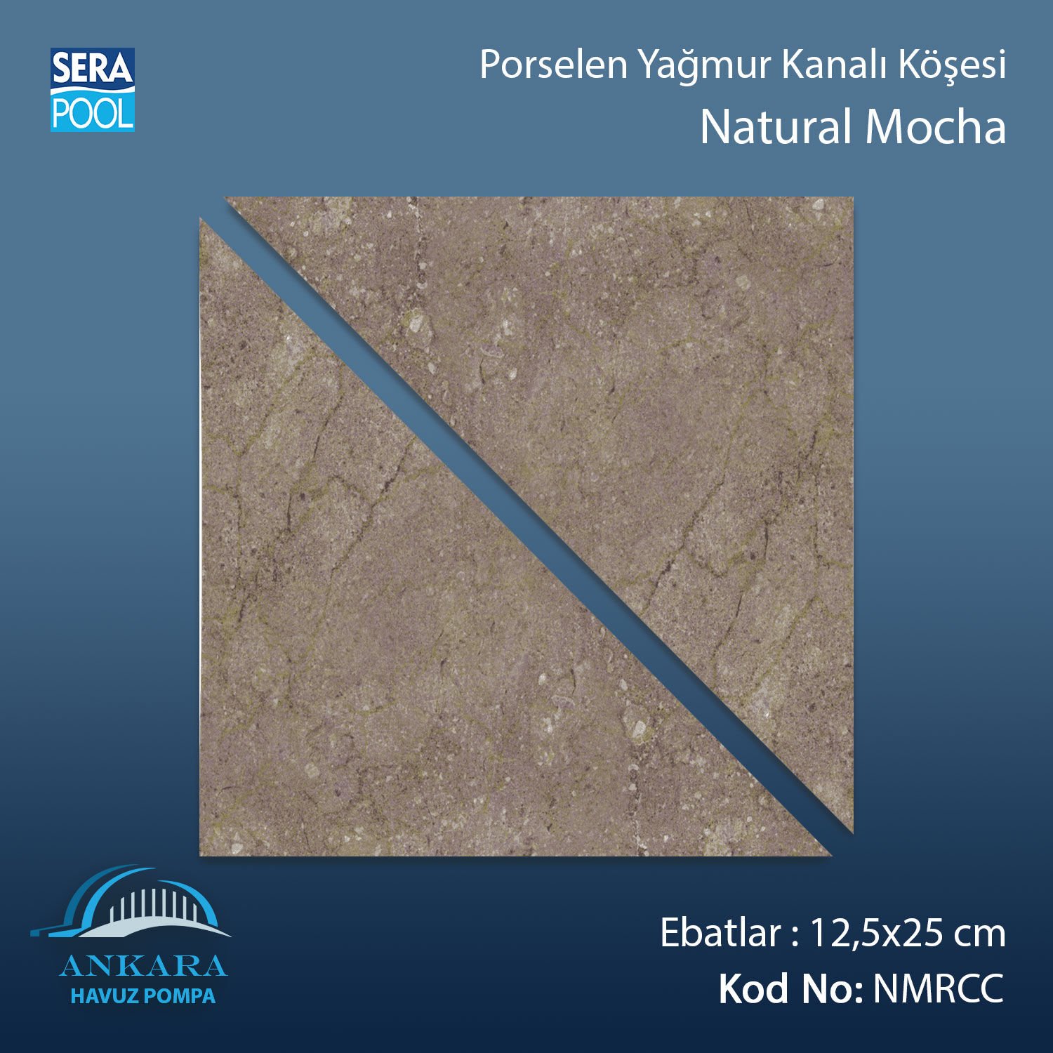Serapool Natural Mocha 12,5x12,5 cm Yağmur Kanalı