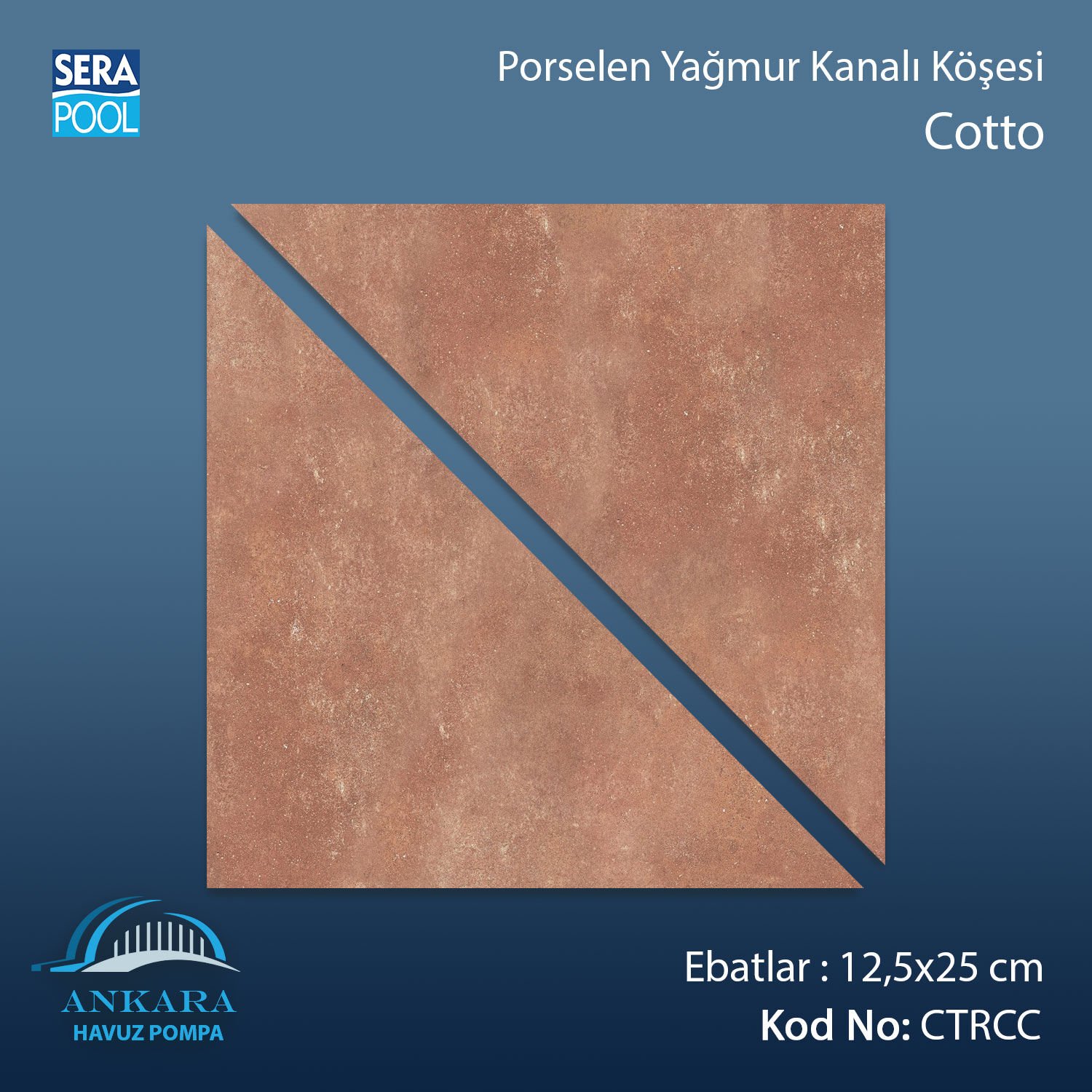 Serapool Cotto 12,5x12,5 cm Yağmur Kanalı