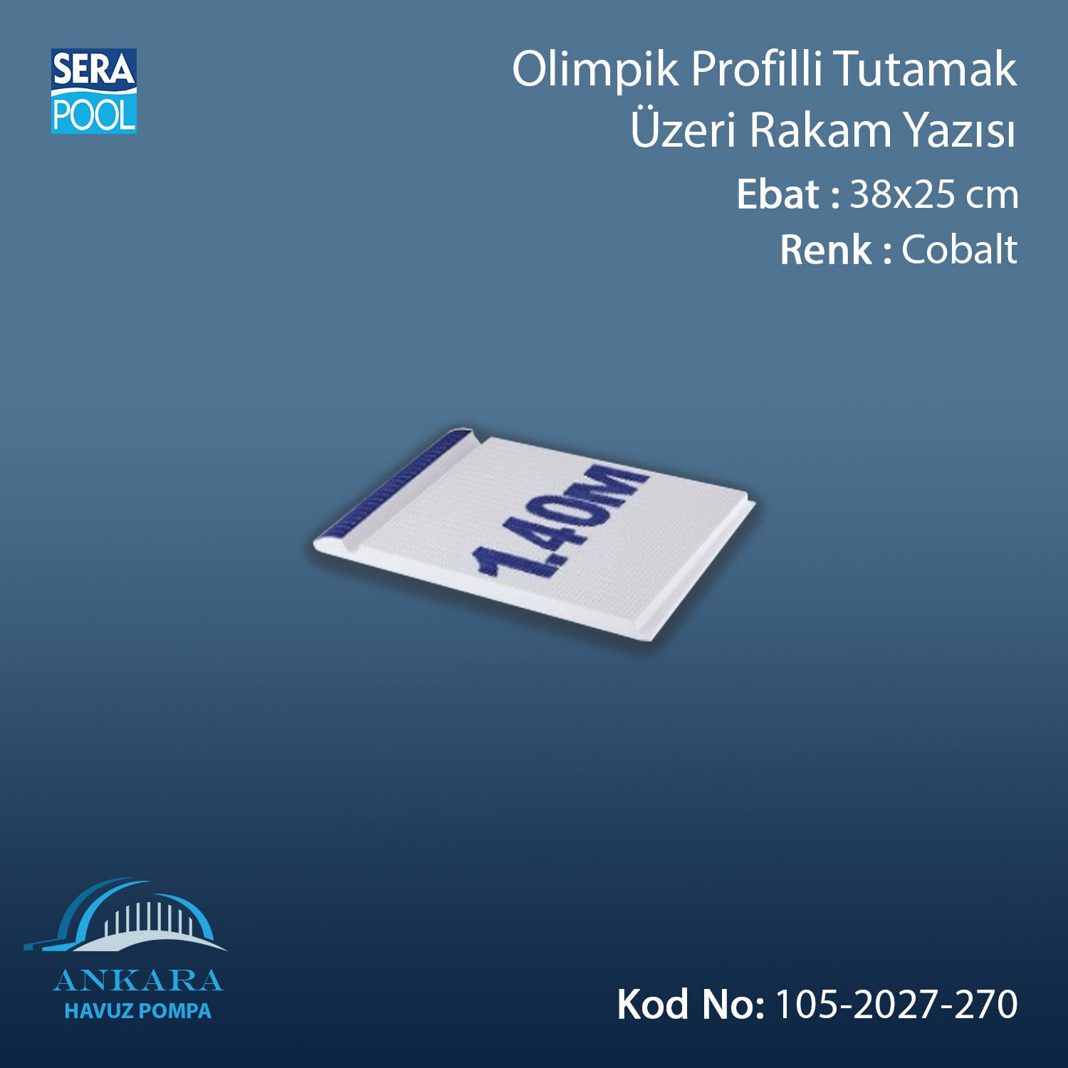 Serapool Olimpik Pötikare Profilli Tutamak Üzeri Rakam Yazısı Kobalt  (38x25 cm) - Boş