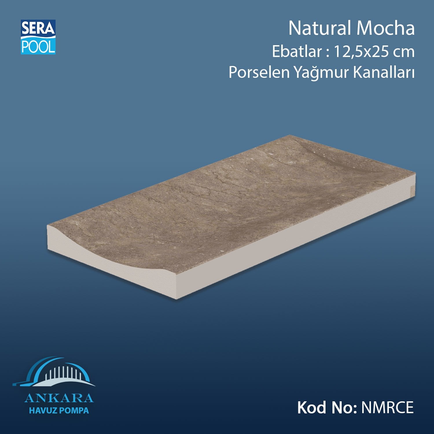 Serapool Natural Mocha 12,5x25 cm Tamamlayıcı Yağmur Kanalı